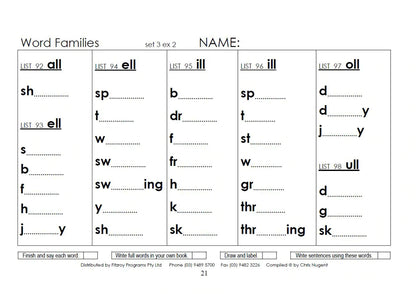 Fitzroy Readers - Word Families