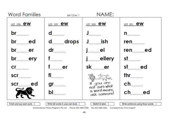 Fitzroy Readers - Word Families