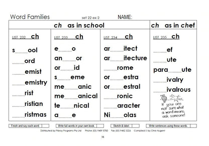 Fitzroy Readers - Word Families