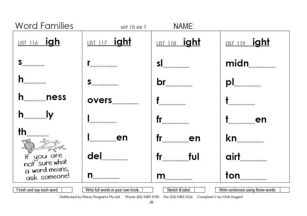 Fitzroy Readers - Word Families