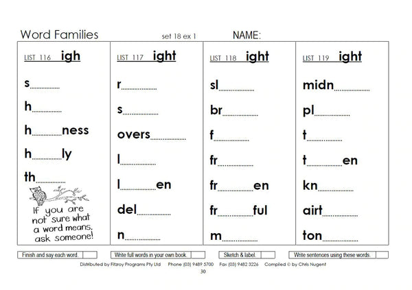 Fitzroy Readers - Word Families